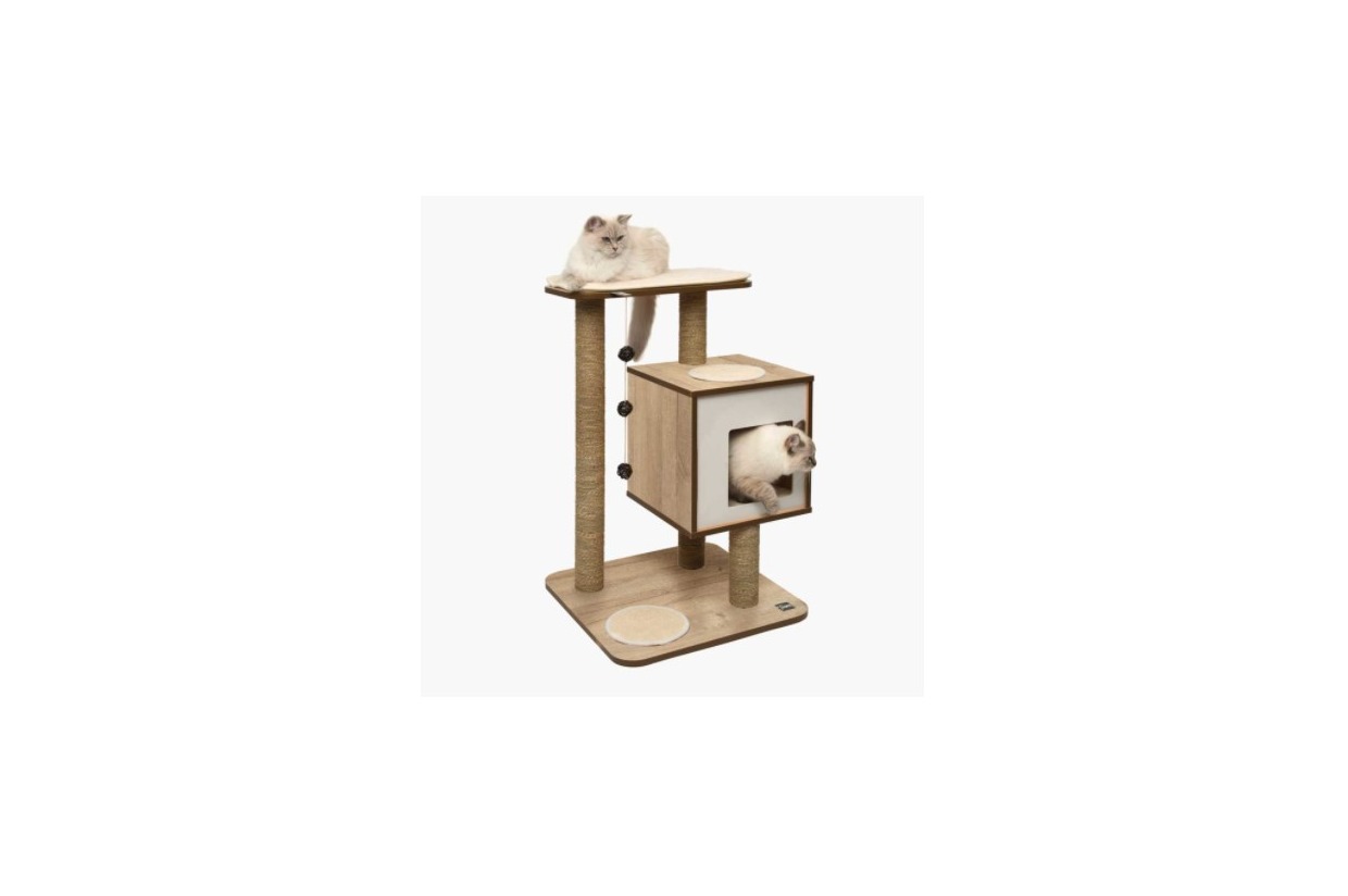 Catit Vesper Base Oak Cat Tree Let the Shenanigans Begin Colony