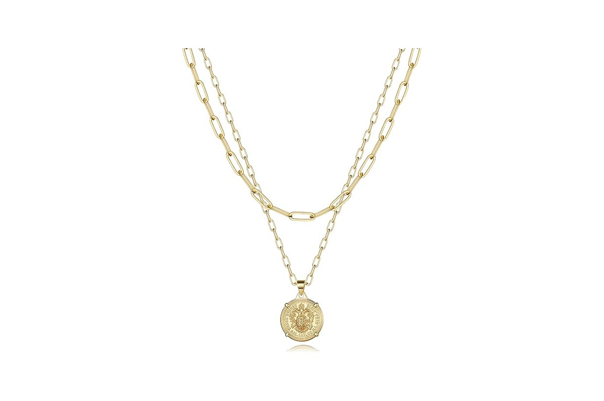 Dainty Gold Necklaces for Women 14K Gold Plated Handmade Medallion 2024 50th Anniversary