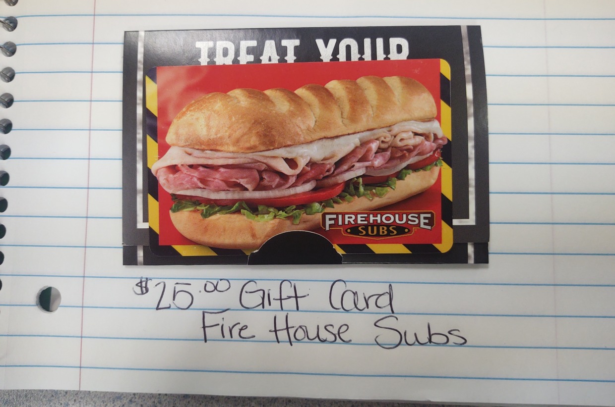 25 Firehouse Sub Gift Certificate Randy Larson Benefit Randy