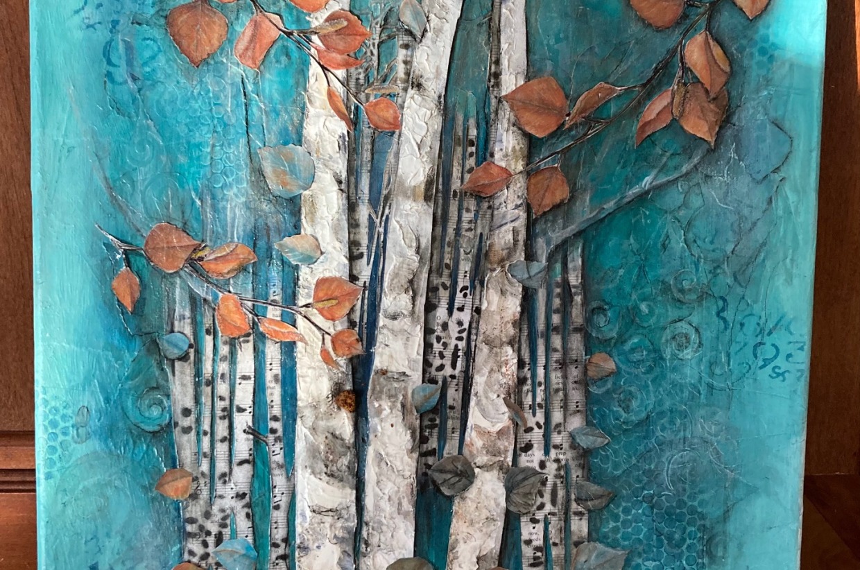 #74. Mixed Media Birch Tree Painting | Fort Future Auction | Fort ...