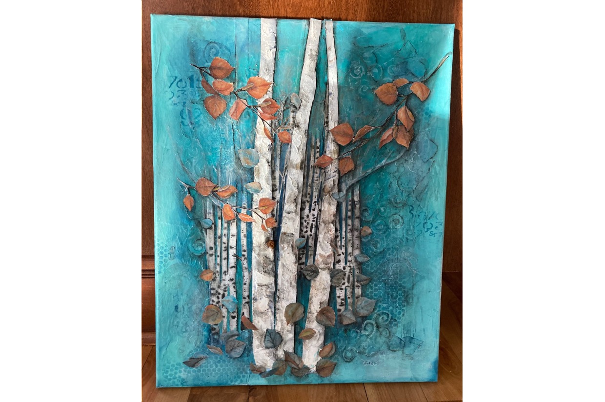 #74. Mixed Media Birch Tree Painting | Fort Future Auction | Fort ...