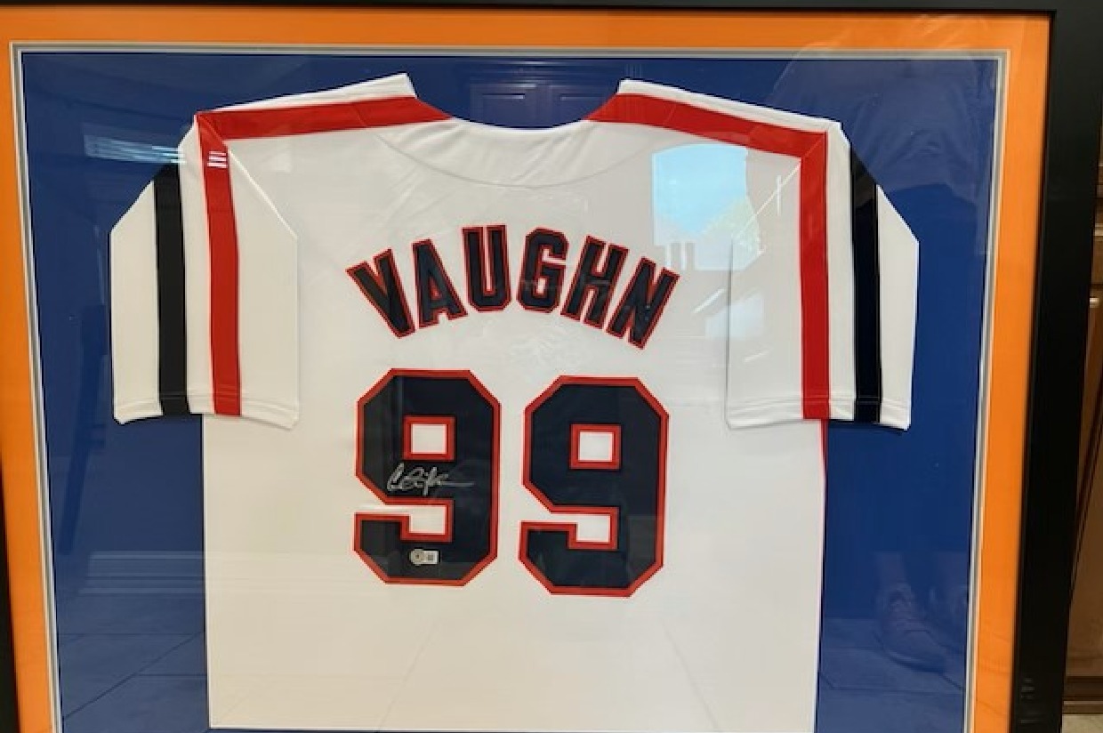 Cleveland Ricky Vaughn Baseball Signed Framed Jersey by Charlie Sheen