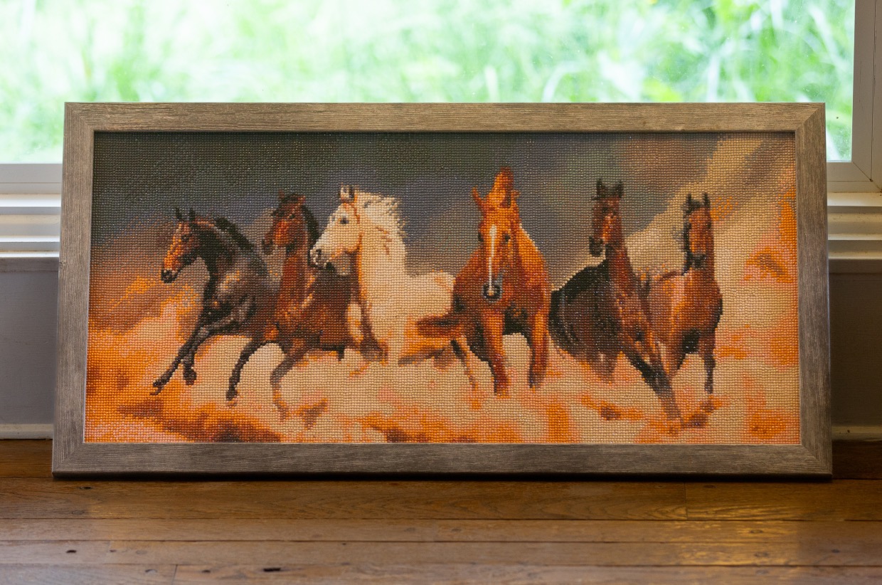 Galloping Horses Rhinestone Painting by Christy Bezzant Rescue for