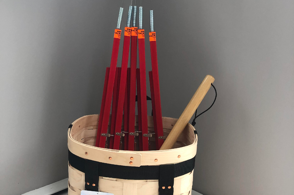 Pack Basket, Five Ice Fishing Traps, Ice Chisel Hemophilia Alliance