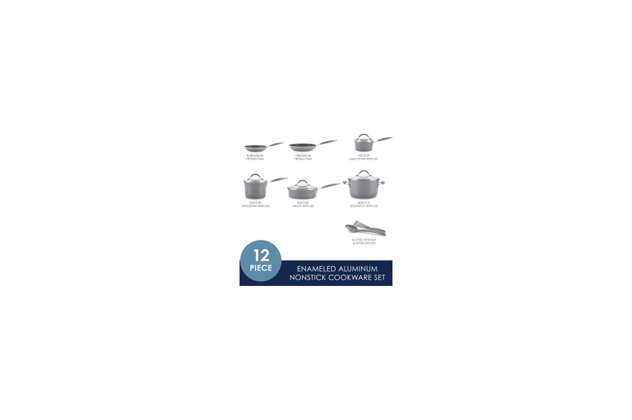 RACHAEL RAY CUCINA NONSTICK COOKWARE , 12 PIECE, SEA SALT GRAY giveaway