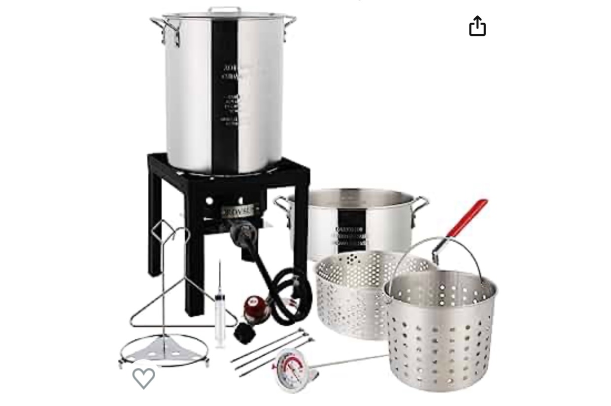 Turkey Deep Fryer & 10QT Fish Fryer Kit w/Baskets & Stand, Aluminum